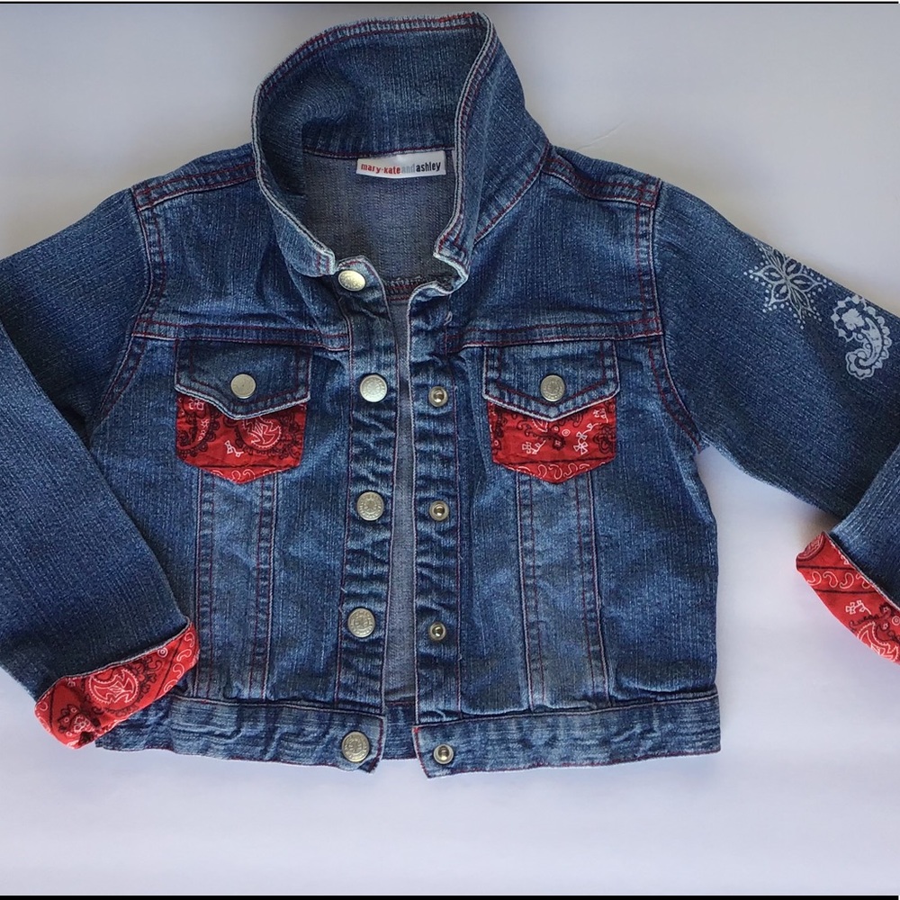 Mary Kate and Ashley denim jot w red bandana trim